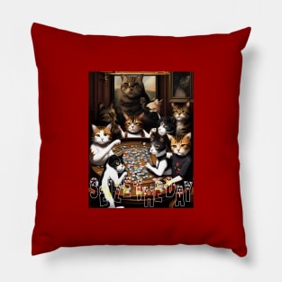 cats casino  seize the day design Pillow