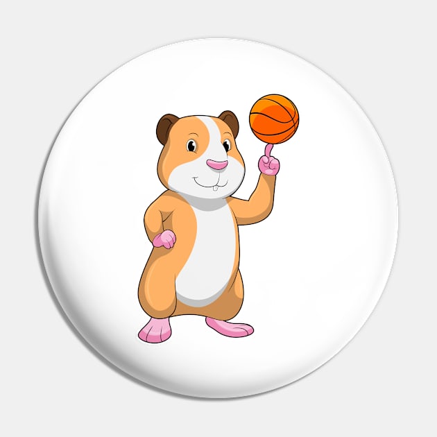 Guinea pig as Basketball player with Basketball Pin by Markus Schnabel