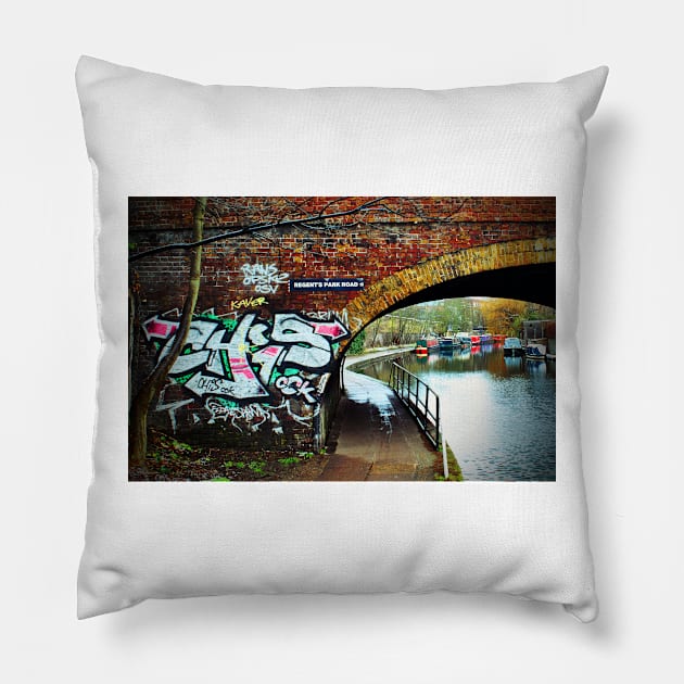 Graffiti Street Art Regent's Canal Camden London Pillow by AndyEvansPhotos