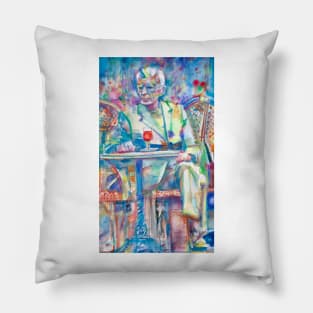 SAMUEL BECKETT sitting at the cafe - watercolor portrait Pillow