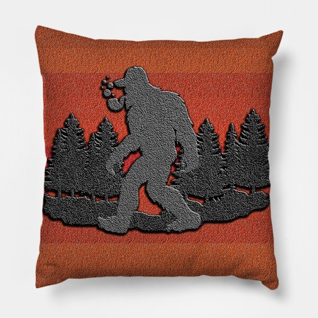 Funny yeti fantasy creature walks in forest Pillow by KK-Royal