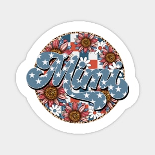 Retro Groovy Sunflower Mimi American 4th Of July Mom Womens Magnet