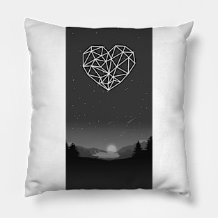 Black heart geometric style Pillow