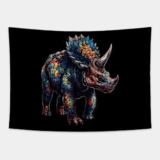 Colorful Horned Dinosaur Tapestry