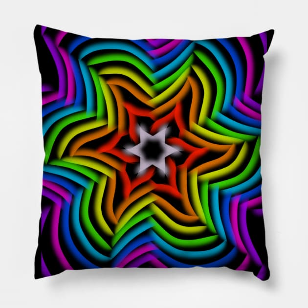 Neon Rainbow Star Pillow by Aesir_Artwork