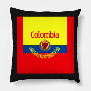 Colombia Consagrado al Sagrado Corazon de Jesus Spanish for Sacred Heart of Jesus Catholic Detente Pillow