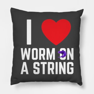 I heart I love Worm on a String Meme Pillow