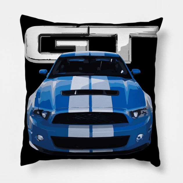 GT Mustang Grabber Blue s197 Pillow by cowtown_cowboy