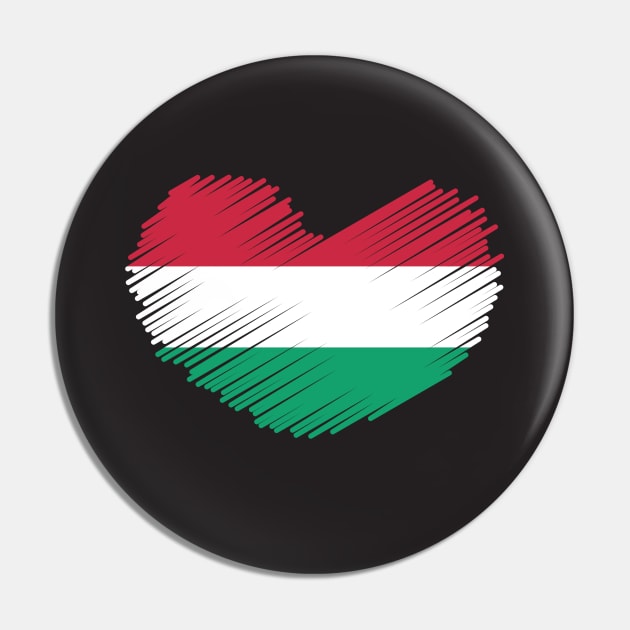 Hungary Heart Design Flag Pin by Sanu Designs