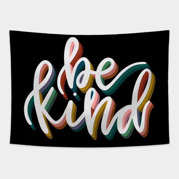 Be Kind Calligraphy Lettering Quote Tapestry by Adria Adams Co.