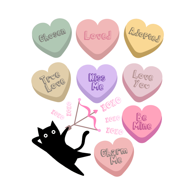 Cat Adoption Kitten Kitty Lovers Cute Candy Heart Funny by AimArtStudio