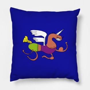 A MANLY AND STRONG FLYING UNICORN Pillow