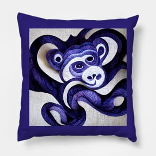 Weird little monkey twisted like a purple pretzel. Pillow