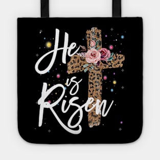 He has Risen Easter Day Jesus Cross Leopard Plus Size Tote