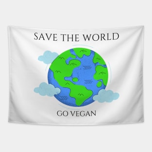 Save The World - Go Vegan Tapestry