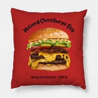 National Cheeseburger Day Pillow