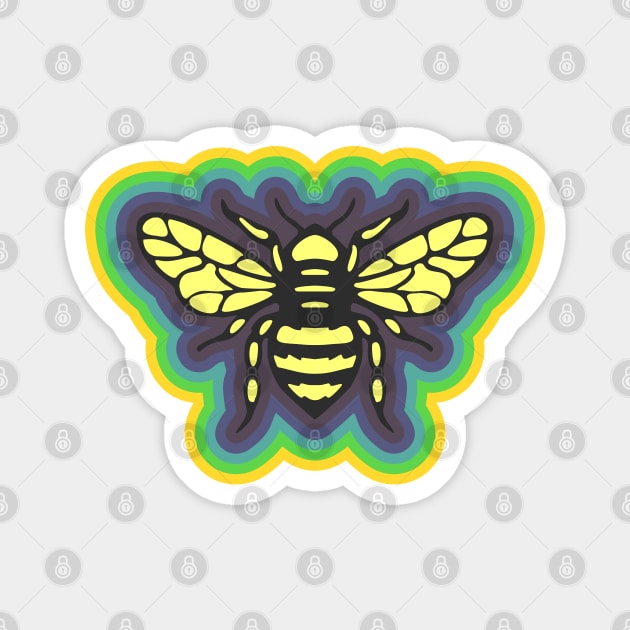 Honeybee with colorful border Magnet by PCB1981