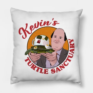 Kevin's Turtle Sanctuary (red text, distressed) Pillow