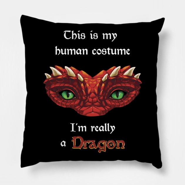 I'm really a Dragon - Red Pillow by Nievaris