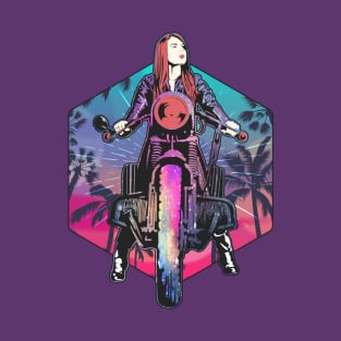 Cafe Racer girl, Caferacer girl, Cafe Racer Female Biker, Cafe Racer Riding Girl, Biker Girl, Racing Girl, Retro Vintage Motorcyclist Girl, Caferacer Race Girl,  Caferacer Lady waiting for a Race T-Shirt