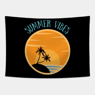 Blue Orange Simple Summer Vibes Tapestry