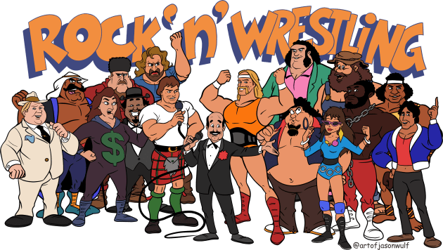 rock n wrestling Kids T-Shirt by jasonwulf