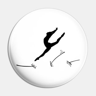 Funny Ballerina Jumping on Rakes Pin