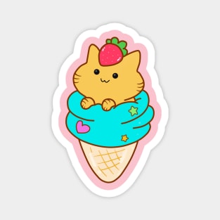 Strawberry Ice Cream Cat Magnet