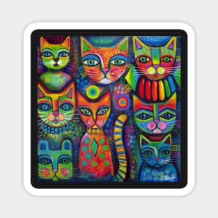 8 Colourful cats Magnet
