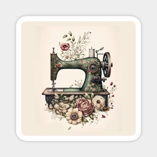 Vintage Sewing Machine with Flowers - No.1 Magnet