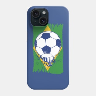 Vintage Brazilian Flag with Football // Retro Brazil Soccer Phone Case