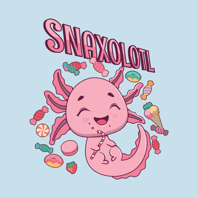 Snaxolotl pun design by GazingNeko