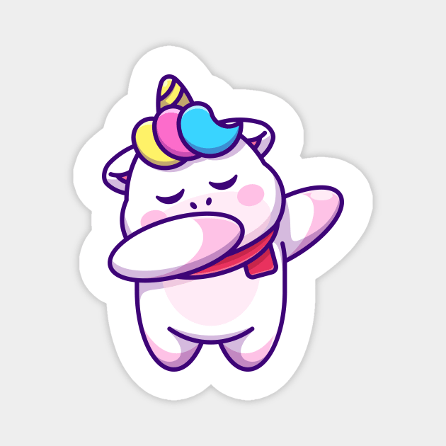 Cute baby unicorn dabbing cartoon Magnet by Wawadzgnstuff