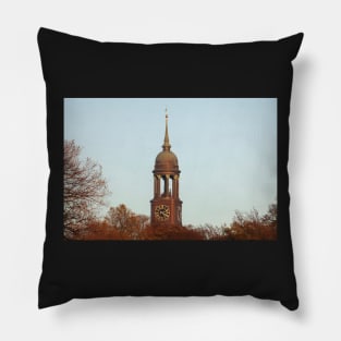 Michel, Michaeliskirche, evening light, Hamburg, Germany, evening, church, autumn Pillow