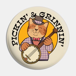 Pickin' and Grinnin' Banjo Cat Pin