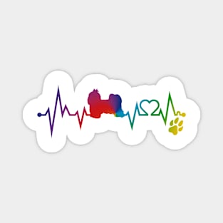 Shih tzu  Colorful Heartbeat, Heart & Dog Paw Magnet
