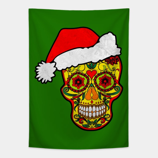 Gothic Christmas - Smiling Sugar Skull Santa Claus 1 Tapestry by EDDArt