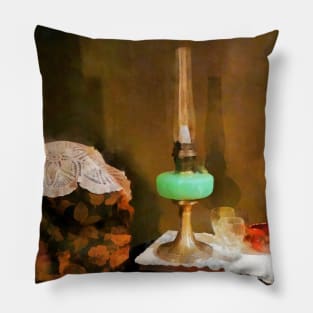 Victorian - Still Life With Hurricane Lamp Pillow