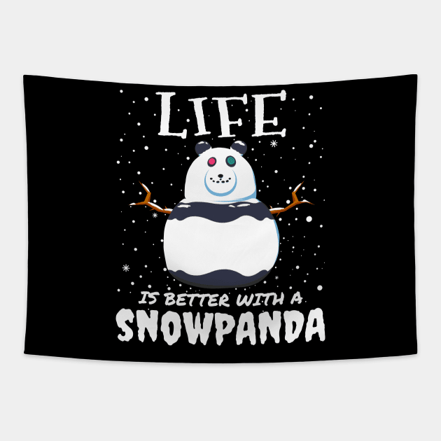 Life Is Better With A Snowpanda - Christmas cute snow panda gift Tapestry by mrbitdot