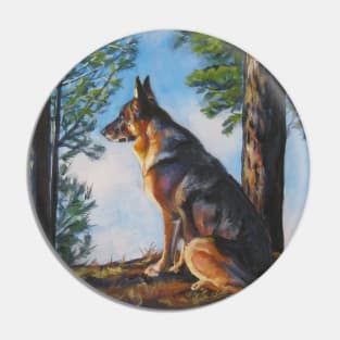 German Shepherd Fine Art Painting Pin