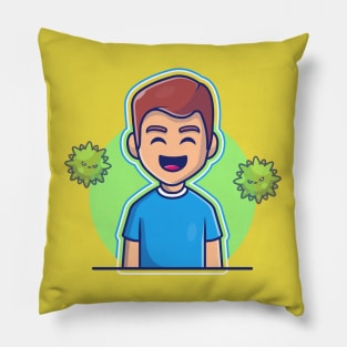 Boy With Strong Immunity Cartoon Pillow