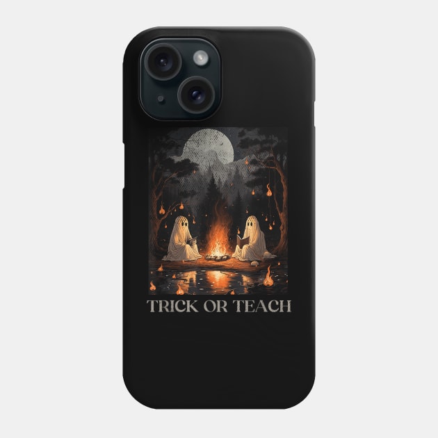 Trick Or Teach Ghost Books Reading Tarot Teachers Halloween Phone Case by dalioperm