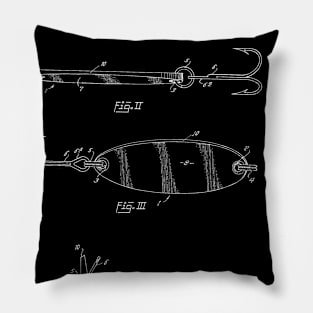 Fishing Lure Vintage Patent Hand Drawing Pillow