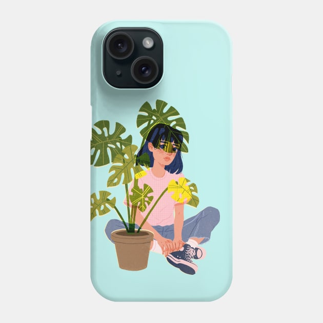 Pink Plant Girl Phone Case by megansebesta