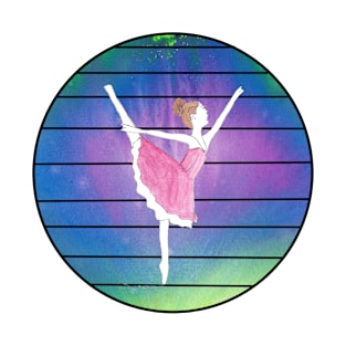 Ballerina in Abstract Colored Circle with Lines T-Shirt