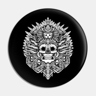 Mayan Death Skull Headdress Pin