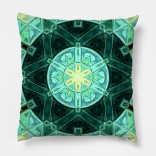 Mosaic Mandala Teal and Yellow Pillow