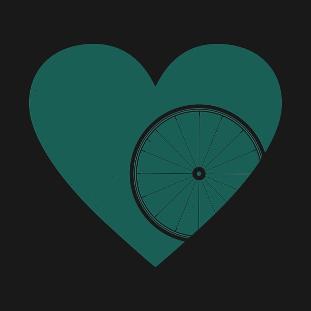 Heart with Road Bike Wheel for Cycling Lovers by NeddyBetty