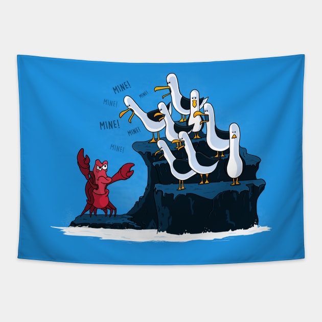 The crab is mine! Tapestry by tinkerpen