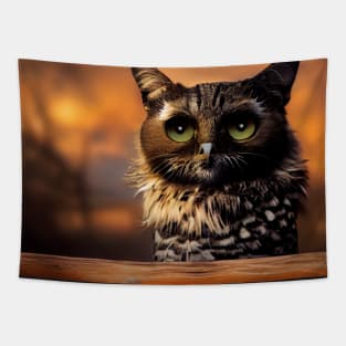 Cat owl - a cat and an owl Tapestry